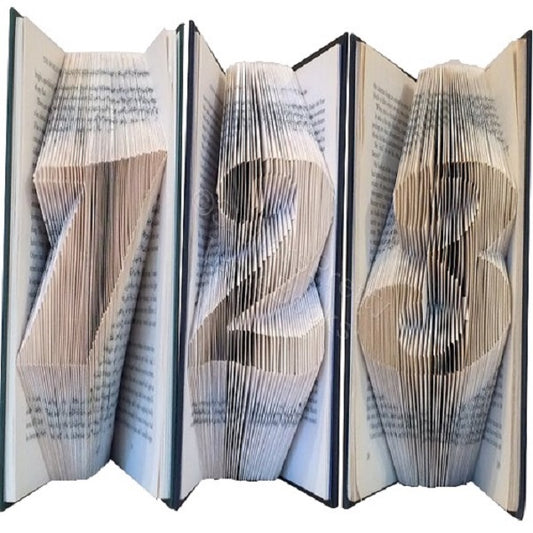 Personalised Single Number Folded Book Art